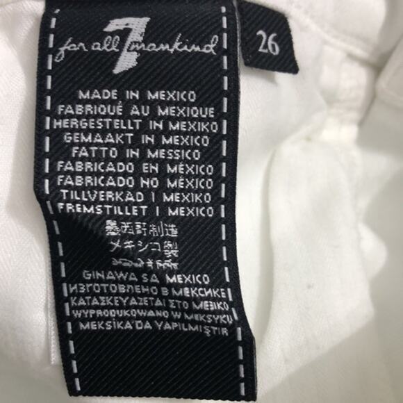 7 For All Mankind White High Waist Ankle Fringe Seam Skinny Jeans Size 26 NWT - Picture 13 of 16